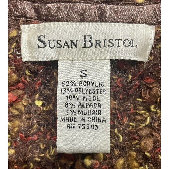 Susan Bristol Cardigan Sweater Bulky Knit Alpaca Mohair Wool Blend Size S - Picture 2 of 5